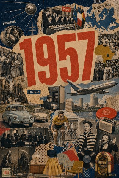 Affiche collage POSTYOURMOOD consacrée à l’année 1957