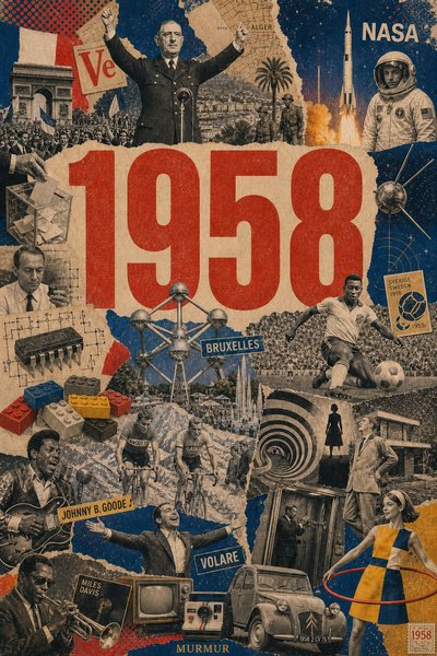 Affiche collage POSTYOURMOOD consacrée à l’année 1958