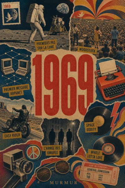 Affiche collage POSTYOURMOOD consacrée à l’année 1969