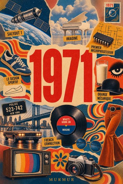 Affiche collage POSTYOURMOOD consacrée à l’année 1971