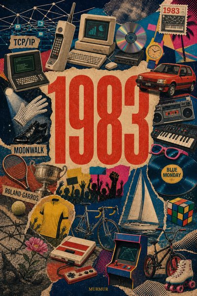 Affiche collage POSTYOURMOOD consacrée à l’année 1983