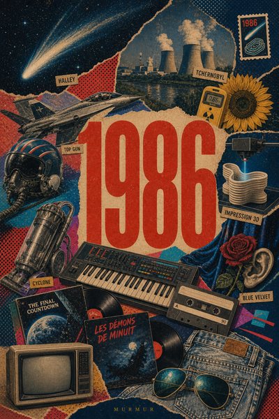 Affiche collage POSTYOURMOOD consacrée à l’année 1986