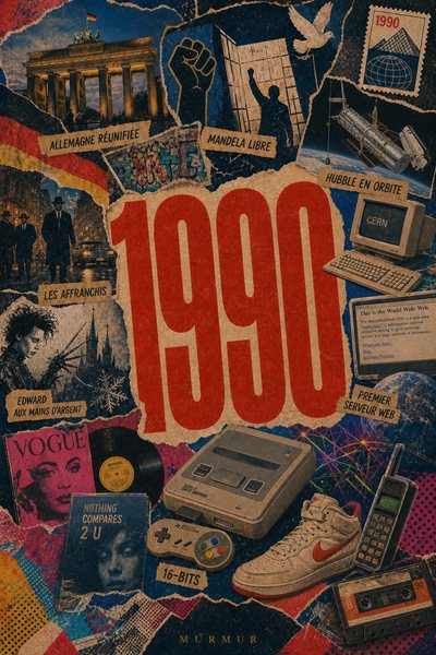 Affiche collage POSTYOURMOOD consacrée à l’année 1990
