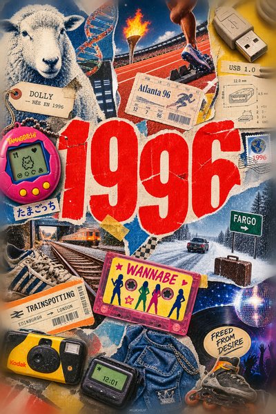 Affiche collage POSTYOURMOOD consacrée à l’année 1996