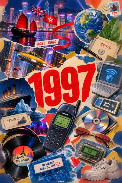 Affiche collage POSTYOURMOOD consacrée à l’année 1997