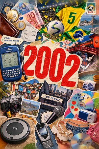 Affiche collage POSTYOURMOOD consacrée à l’année 2002