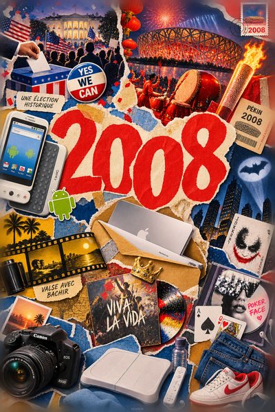 Affiche collage POSTYOURMOOD consacrée à l’année 2008
