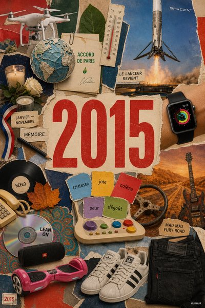Affiche collage POSTYOURMOOD consacrée à l’année 2015