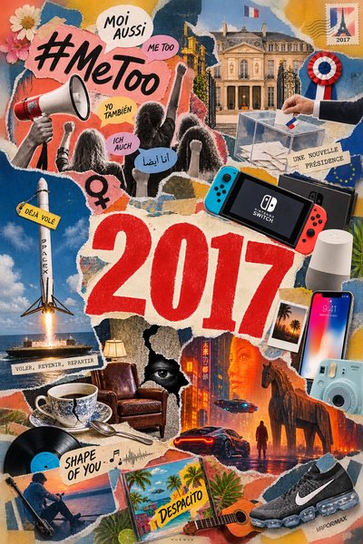 Affiche collage POSTYOURMOOD consacrée à l’année 2017