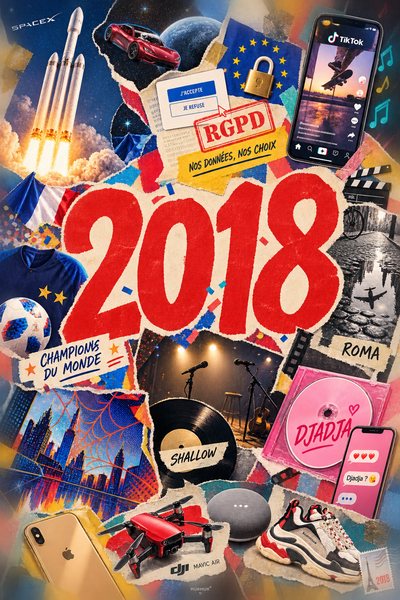 Affiche collage POSTYOURMOOD consacrée à l’année 2018