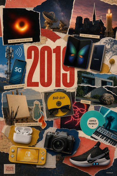 Affiche collage POSTYOURMOOD consacrée à l’année 2019