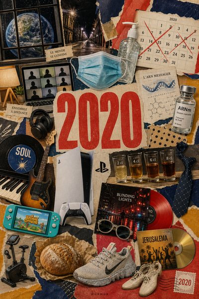 Affiche collage POSTYOURMOOD consacrée à l’année 2020