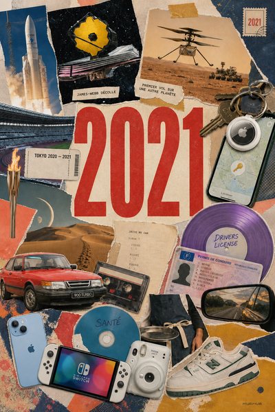 Affiche collage POSTYOURMOOD consacrée à l’année 2021