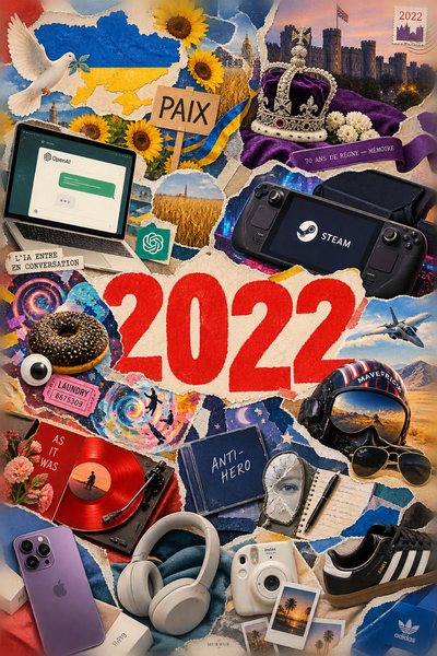 Affiche collage POSTYOURMOOD consacrée à l’année 2022