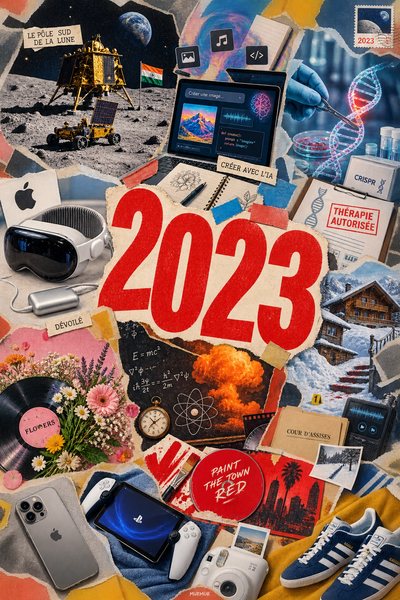 Affiche collage POSTYOURMOOD consacrée à l’année 2023