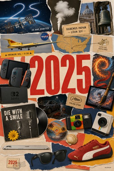 Affiche collage POSTYOURMOOD consacrée à l’année 2025