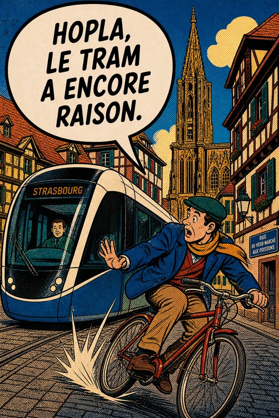 Affiche POP de Strasbourg intitulée « hopla tram » — collection POSTYOURMOOD