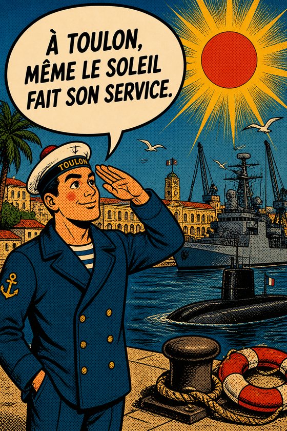 Affiche POP de Toulon intitulée « soleil service » — collection POSTYOURMOOD