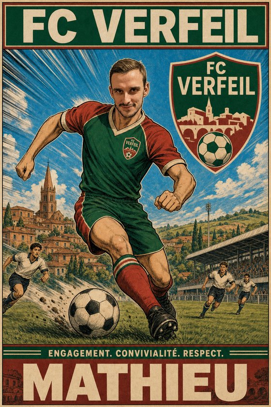 Affiche personnalisée de Mathieu pour le FC Verfeil