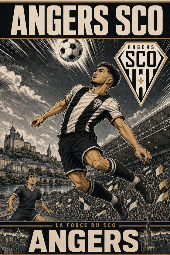 Affiche POSTYOURMOOD Angers SCO en style manga sportif