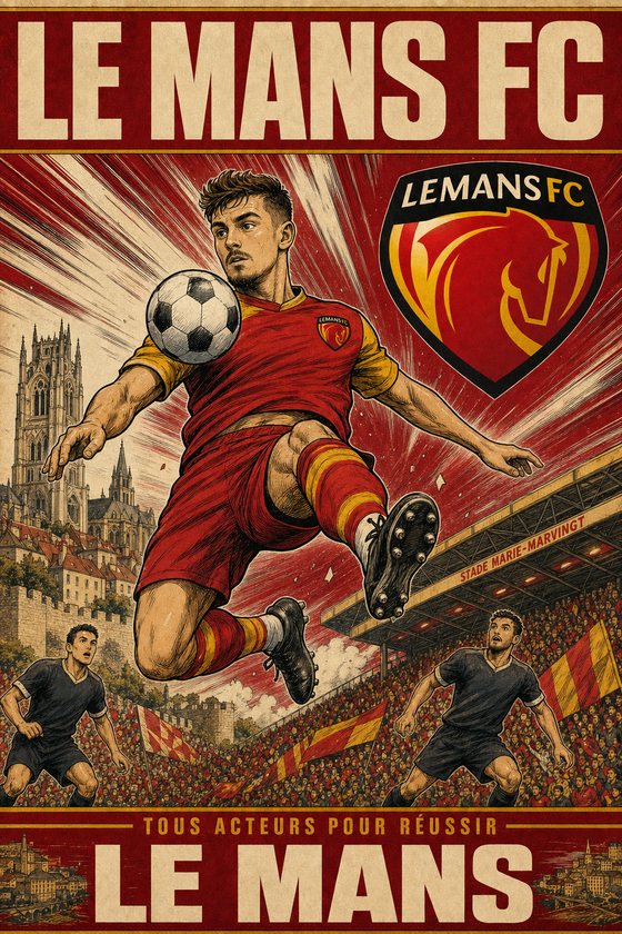 Affiche POSTYOURMOOD Le Mans FC en style manga sportif