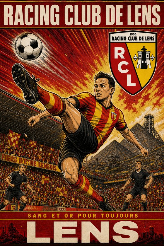 Affiche POSTYOURMOOD RC Lens en style manga sportif