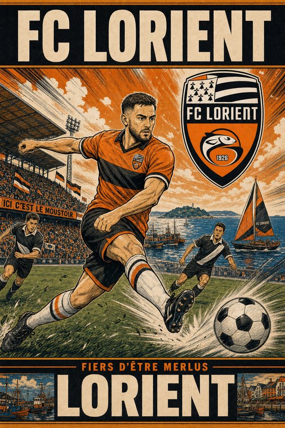 Affiche POSTYOURMOOD FC Lorient en style manga sportif