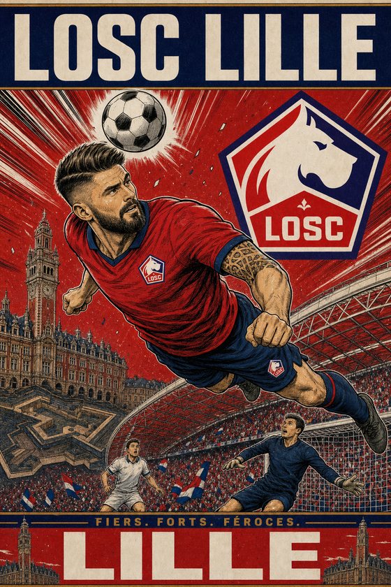 Affiche POSTYOURMOOD LOSC Lille en style manga sportif