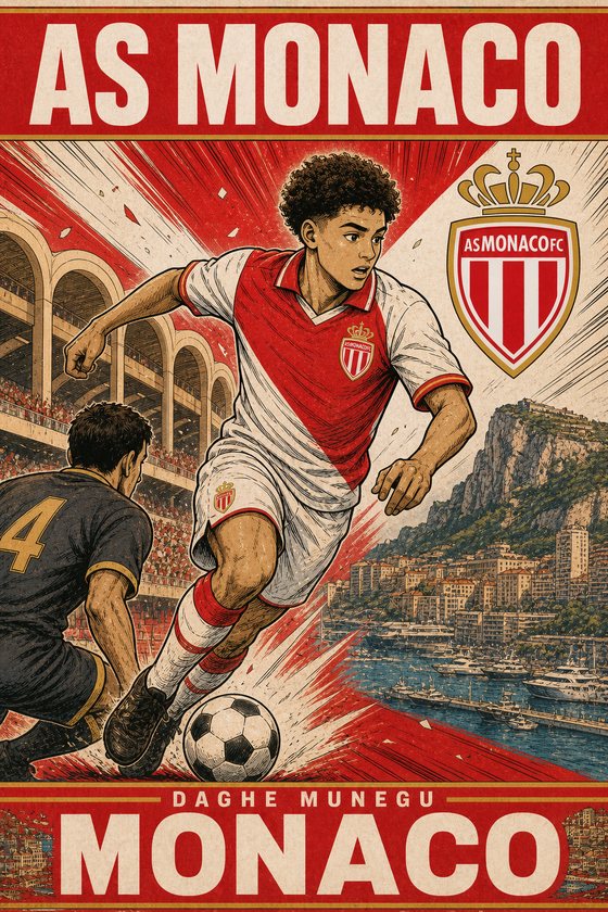 Affiche POSTYOURMOOD AS Monaco en style manga sportif