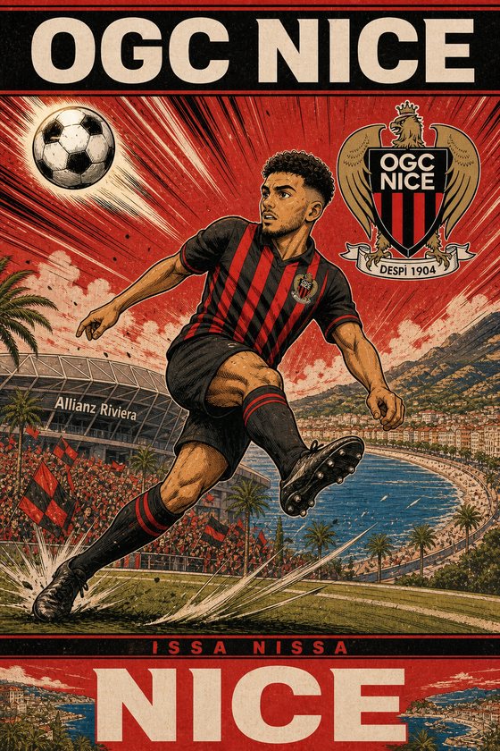 Affiche POSTYOURMOOD OGC Nice en style manga sportif