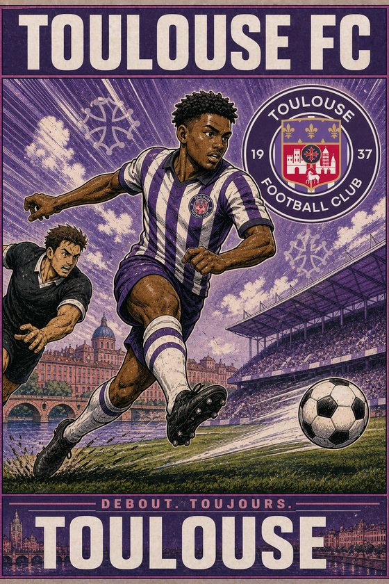 Affiche POSTYOURMOOD Toulouse FC en style manga sportif