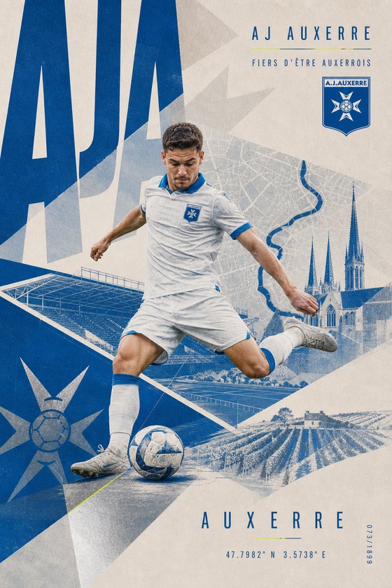 Affiche POSTYOURMOOD AJ Auxerre en style moderne premium