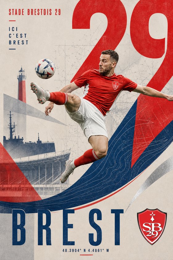 Affiche POSTYOURMOOD Stade Brestois 29 en style moderne premium