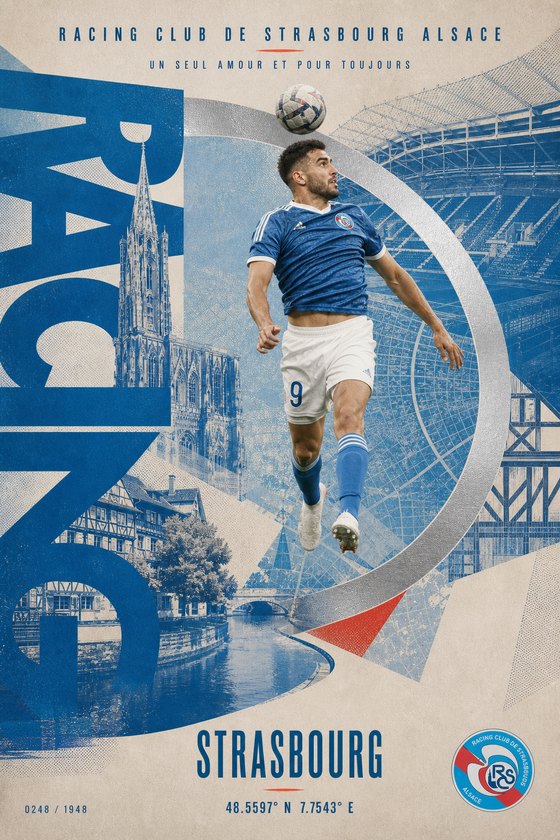 Affiche POSTYOURMOOD RC Strasbourg Alsace en style moderne premium