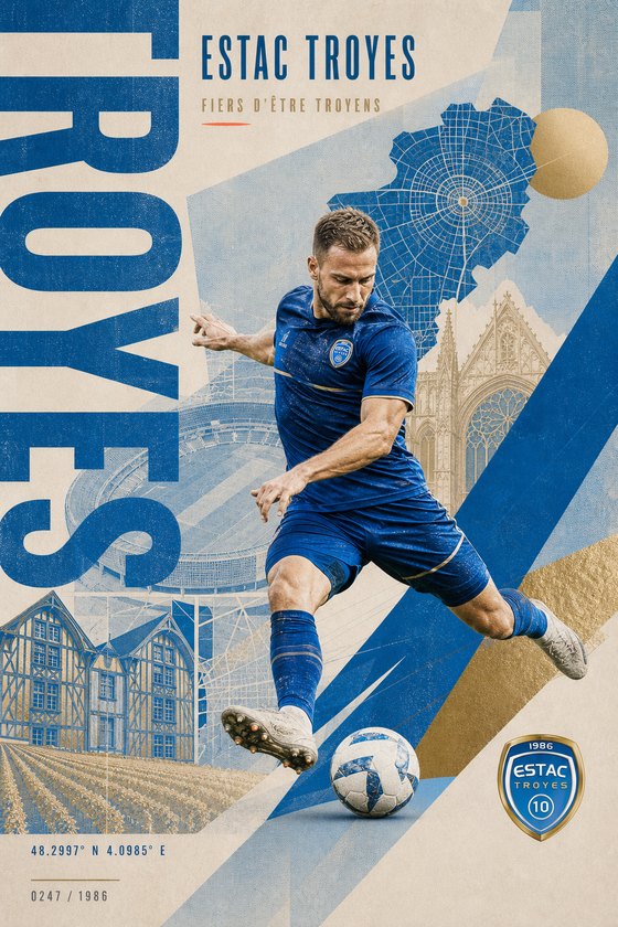 Affiche POSTYOURMOOD ESTAC Troyes en style moderne premium