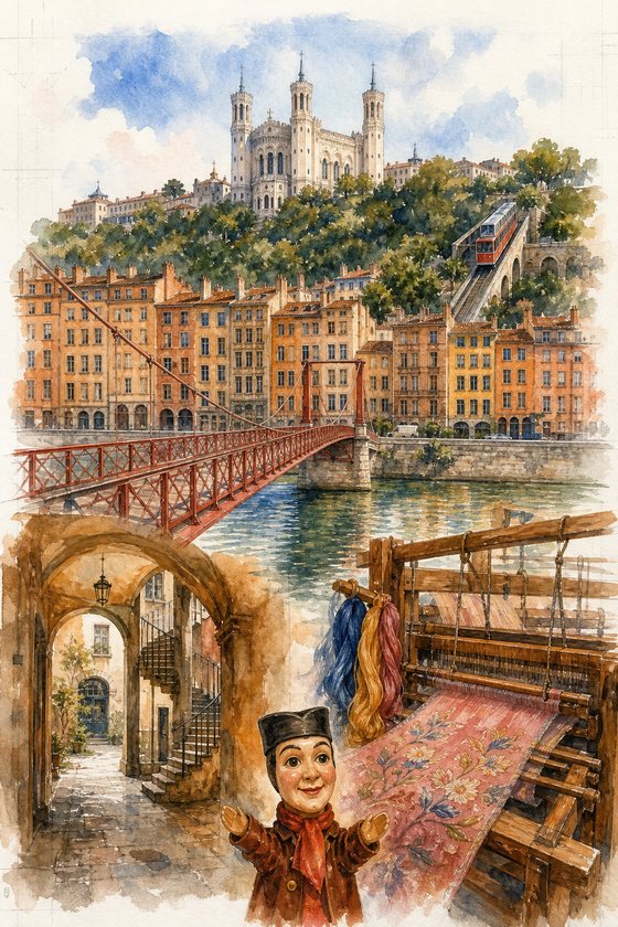 Affiche de Lyon en style aquarelle — collection POSTYOURMOOD