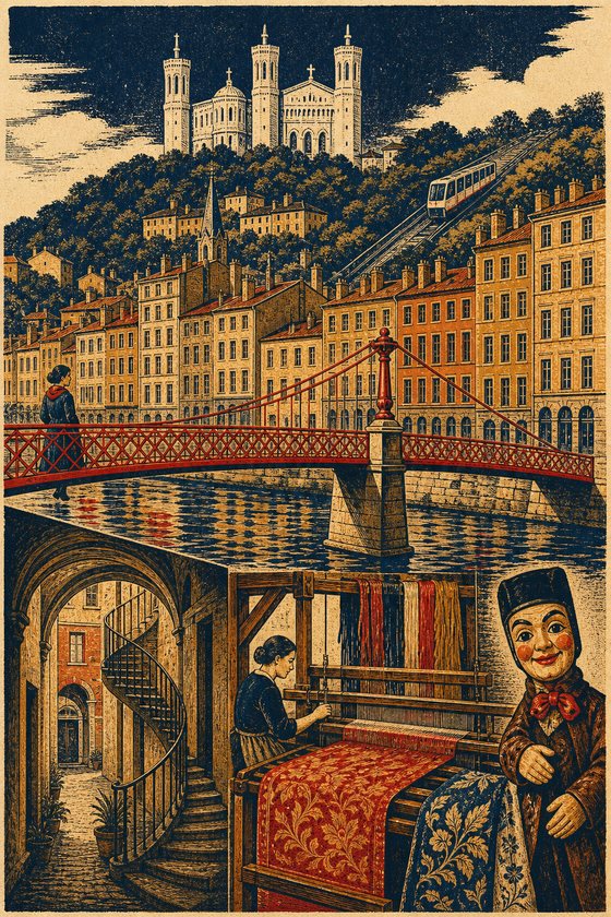 Affiche de Lyon en style imprimerie retro — collection POSTYOURMOOD