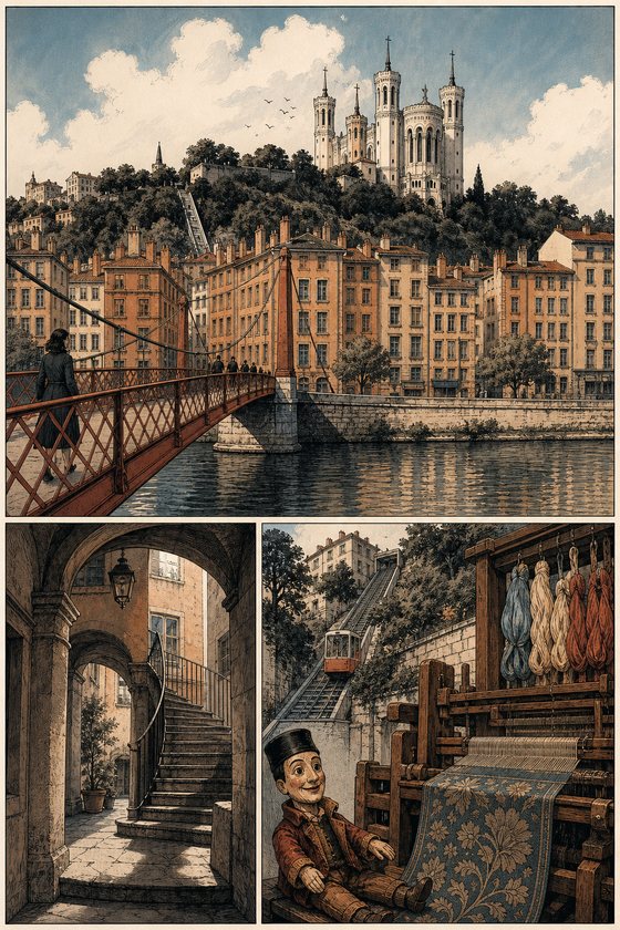 Affiche de Lyon en style roman graphique — collection POSTYOURMOOD