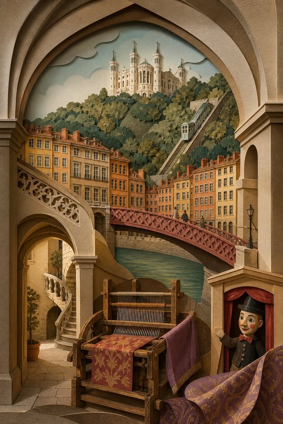 Affiche de Lyon en style theatre de papier — collection POSTYOURMOOD