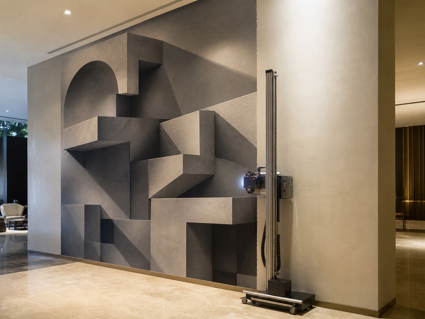 Relief 3D en trompe-l’œil, simulation POSTYOURMOOD WALL