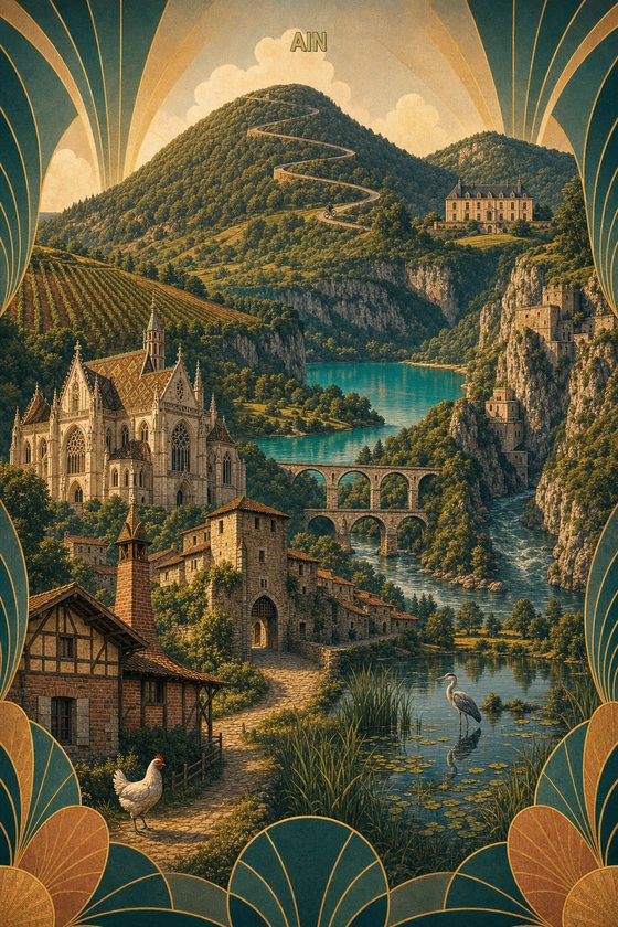 Affiche art deco — collection regions departements POSTYOURMOOD
