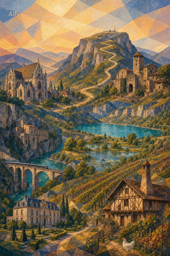 Affiche cubisme solaire — collection regions departements POSTYOURMOOD