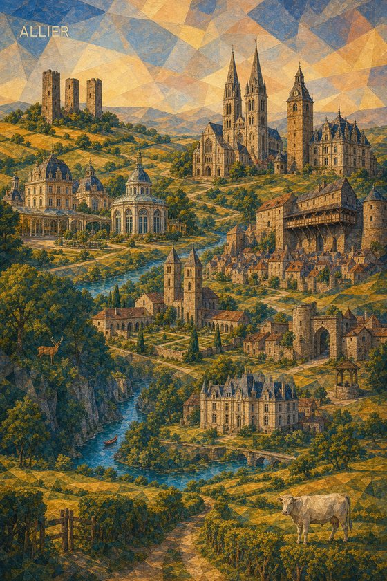 Affiche cubisme solaire — collection regions departements POSTYOURMOOD