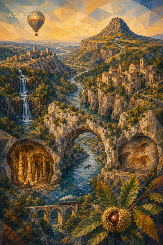 Affiche cubisme solaire — collection regions departements POSTYOURMOOD