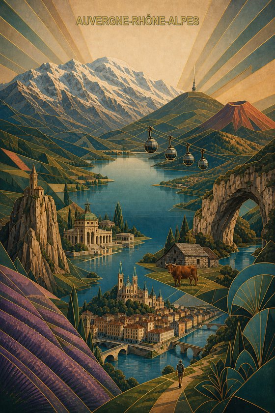 Affiche art deco — collection regions departements POSTYOURMOOD
