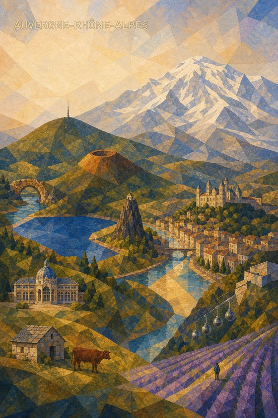 Affiche cubisme solaire — collection regions departements POSTYOURMOOD