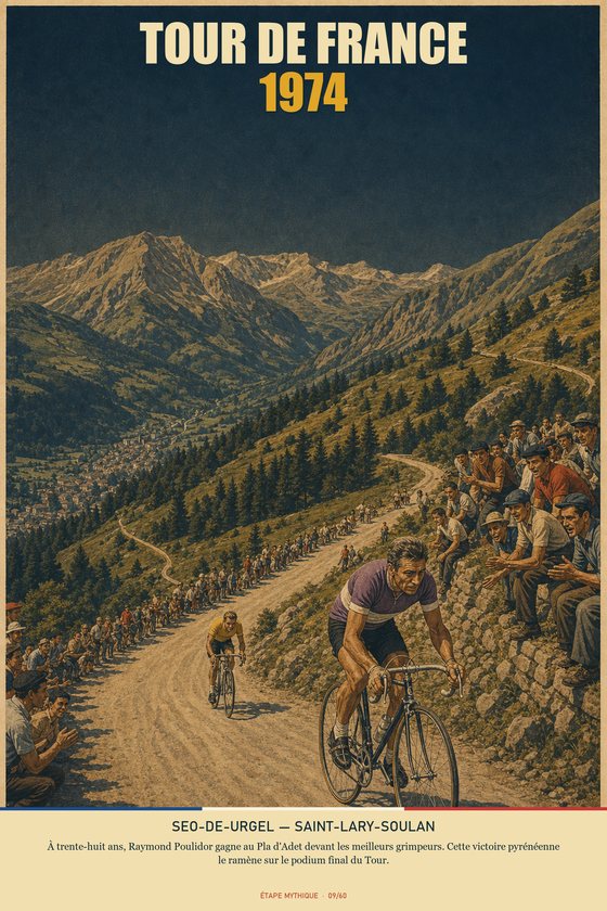 Affiche POSTYOURMOOD Tour de France 1974, étape Seo-de-Urgel vers Saint-Lary-Soulan