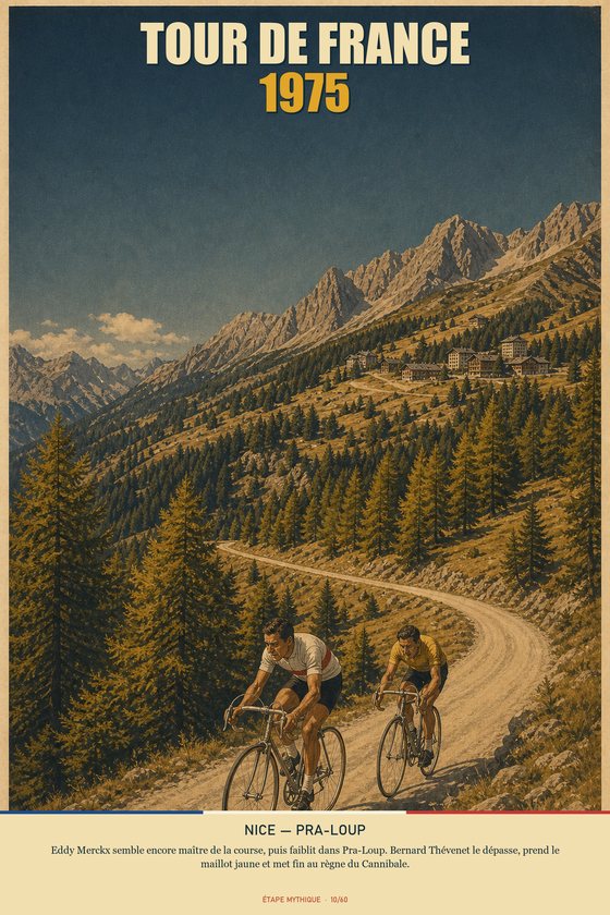 Affiche POSTYOURMOOD Tour de France 1975, étape Nice vers Pra-Loup