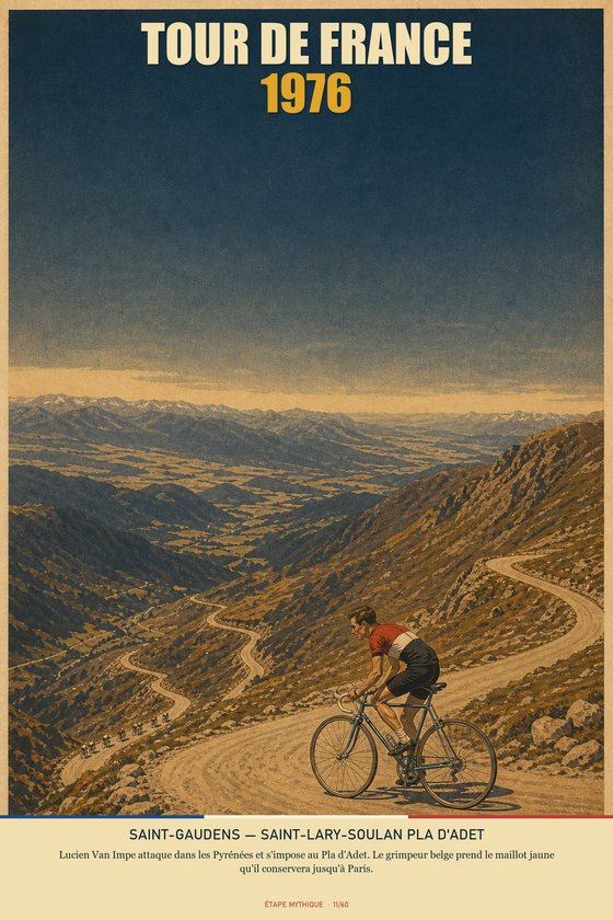 Affiche POSTYOURMOOD Tour de France 1976, étape Saint-Gaudens vers Saint-Lary-Soulan Pla d'Adet