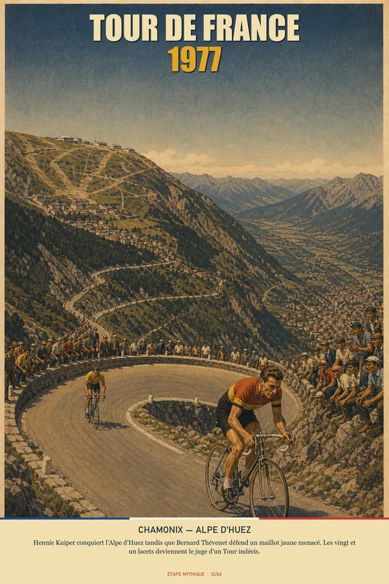 Affiche POSTYOURMOOD Tour de France 1977, étape Chamonix vers Alpe d'Huez